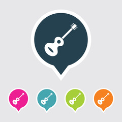 Very Useful Editable Guitar Icon on Different Colored Pointer Shape. Eps-10.