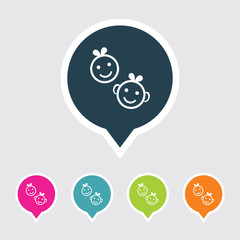 Very Useful Editable Smiley Icon on Different Colored Pointer Shape. Eps-10.