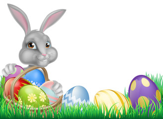 Easter Bunny and Eggs Basket
