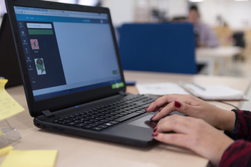 Fototapeta na wymiar startup business, woman working on laptop