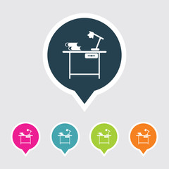 Icon of Study Table in Multi Color Circle & Square Shape. Eps-10.