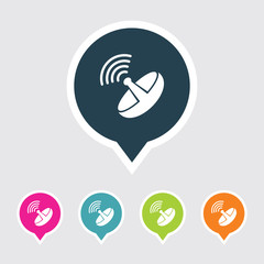 Icon of Dish Antenna in Multi Color Circle & Square Shape. Eps-10.