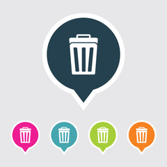 Icon of Dustbin Or Trash Can in Multi Color Circle & Square Shape. Eps-10.