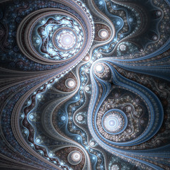 Winter themed fractal pattern, digital artwork for creative graphic design