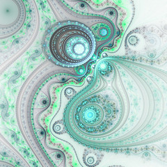 Clockwork curved lacy fractal, digital artwork for creative graphic design