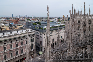 MILAN, ITALY - MAY 19, 2010: A view from the roof of Milan Cathe