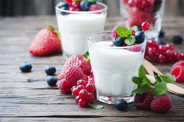 Healthy yougurt with mix of berry