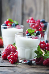 Healthy yougurt with mix of berry