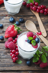 Healthy yougurt with mix of berry
