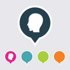 Icon of Head in Multi Color Circle & Square Shape. Eps-10.