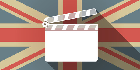 Long shadow UK flag icon with a clapperboard