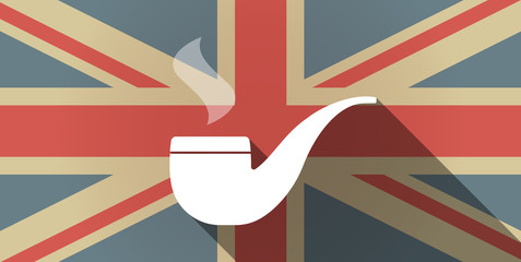 Long shadow UK flag icon with a smoking pipe