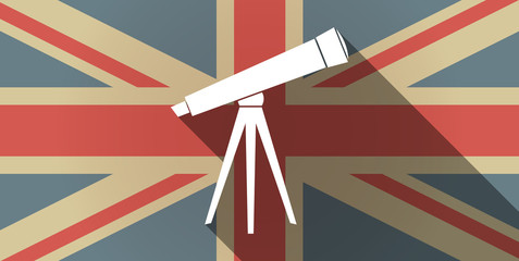 Long shadow UK flag icon with a telescope