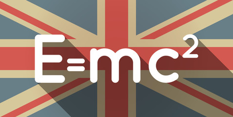 Long shadow UK flag icon with the Theory of Relativity formula