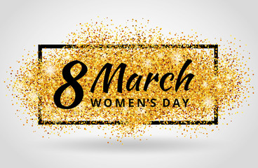 8 march womens day Gold glitter