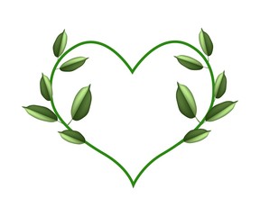 Green Vine Leaves in Beautiful Heart Shape