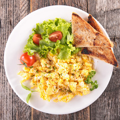 breakfast with scrambled egg and toast