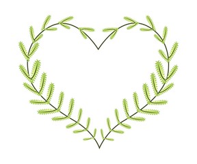 Lovely Green Fern Leaves in A Heart Shape