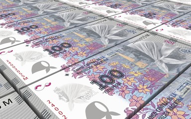 Argentina pesos bills stacks background. Computer generated 3D photo rendering.