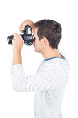 Fototapeta premium Man taking picture with professional camera