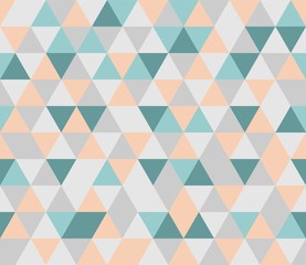 Colorful tile vector background illustration. Grey, orange, pink and green triangle geometric mosaic card