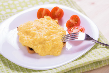 French style scrambled eggs on toast
