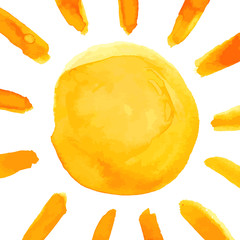 Sun hand paint watercolor poster