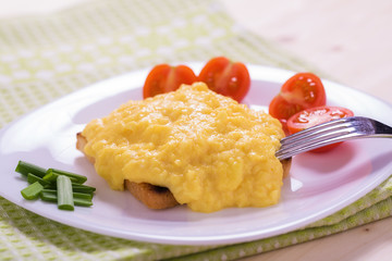 French style scrambled eggs on toast
