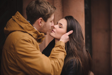 Young couple in love outdoor.Stunning sensual outdoor portrait