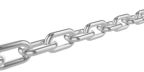 Chrome chain isolated on white background.