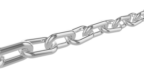 Obraz premium Chrome chain isolated on white background.