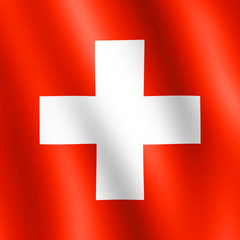 Flag of Switzerland waving in the wind