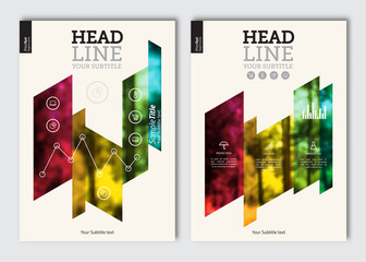 Business brochure design template. Vector flyer layout, blur background with elements for magazine, cover, poster design. A4 size.