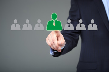 businessman choosing right partner from many candidates