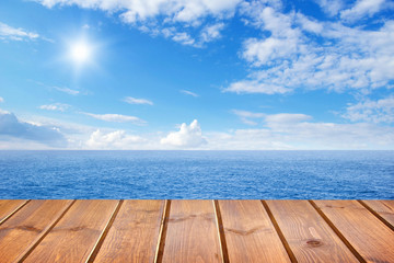 sea and wooden platform