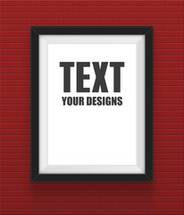 Obraz premium square black frame on the brick wall background.
