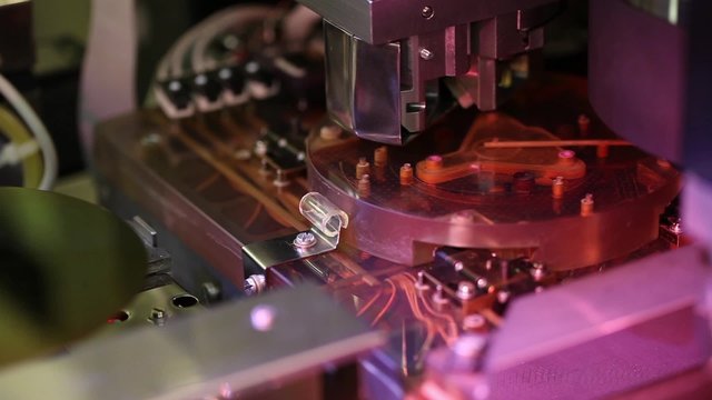 Microelectronic testing equipment in work in the science laboratory