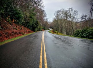 Empty winding road