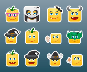 Halloween smile stickers set