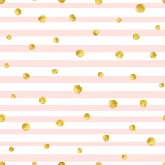 Stickers muraux Polka dot Modèle sans couture avec des cercles d& 39 or peints à la main. Motif à pois doré