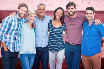 Composite image of  group portrait of happy colleagues