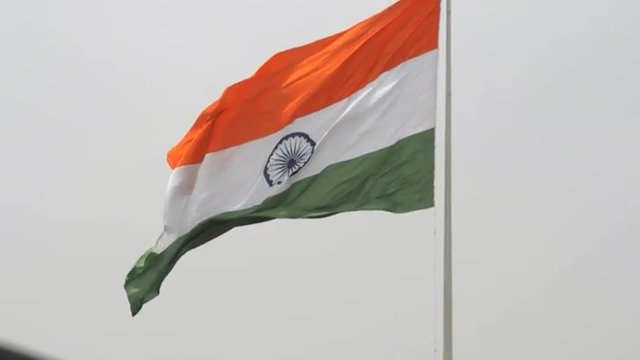 Locked-On shot of an Indian Flag fluttering