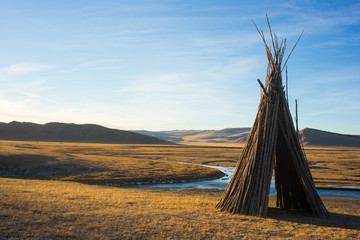 Tepee in the Mongolian steppe