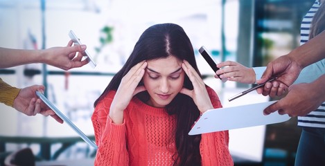 Composite image of young creative manager feeling the pressure