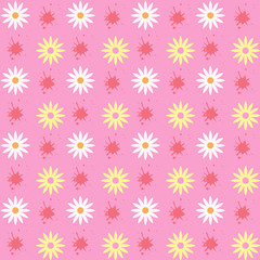 Bright spring seamless pattern of flowers and blots