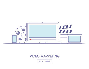 Video Marketing Thin Line Concept