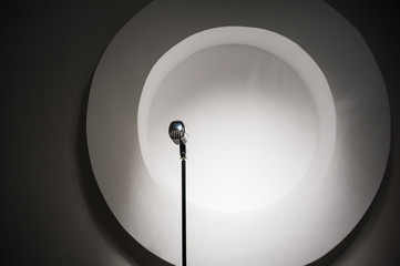 Fototapeta na wymiar Microphone standing on stage