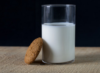 oatcake on the table with glass of milk