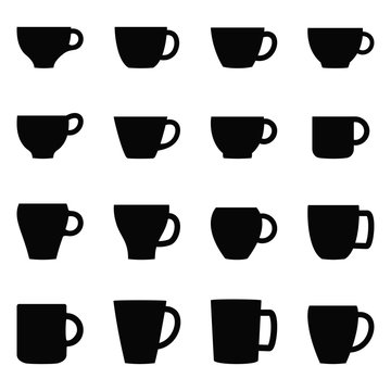 Set of cups and mugs, vector illustration