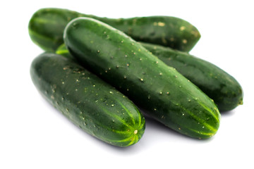 Fresh cucumbers isolated on white